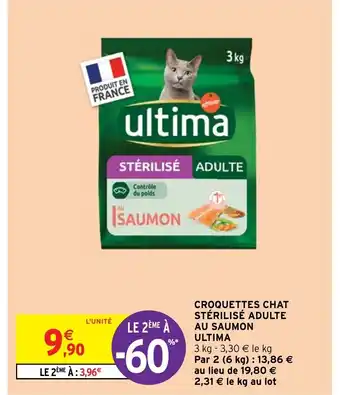 Intermarché Hyper Croquettes Chat Sterilise Adulte Au Saumon Ultima offre