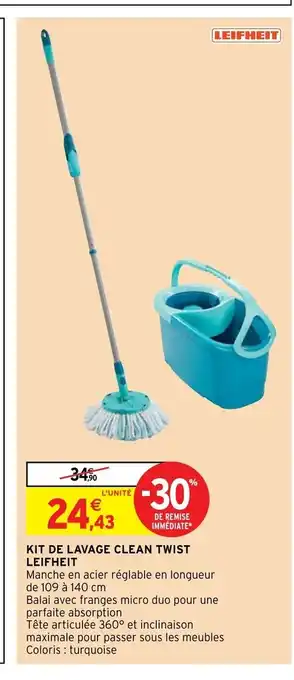 Intermarché Hyper Kit de Lavage Clean Twist Leifheit offre