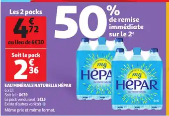 Auchan Eau Minerale Naturelle Hepar offre