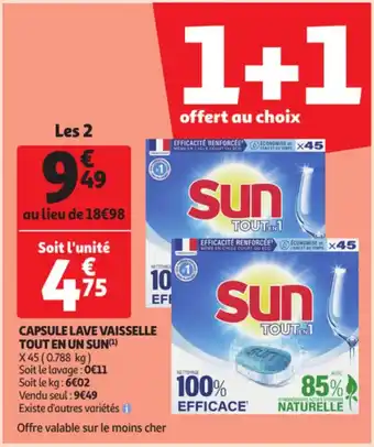 Auchan Capsule Lave Vaisselle Tout En Un Sun offre