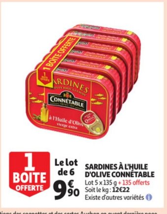 Auchan Sardines à l'Huile d'Olive Connétable offre
