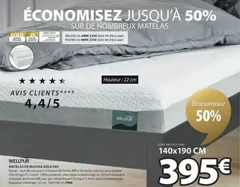 JYSK Matelas en mousse gold f85 wellpur offre