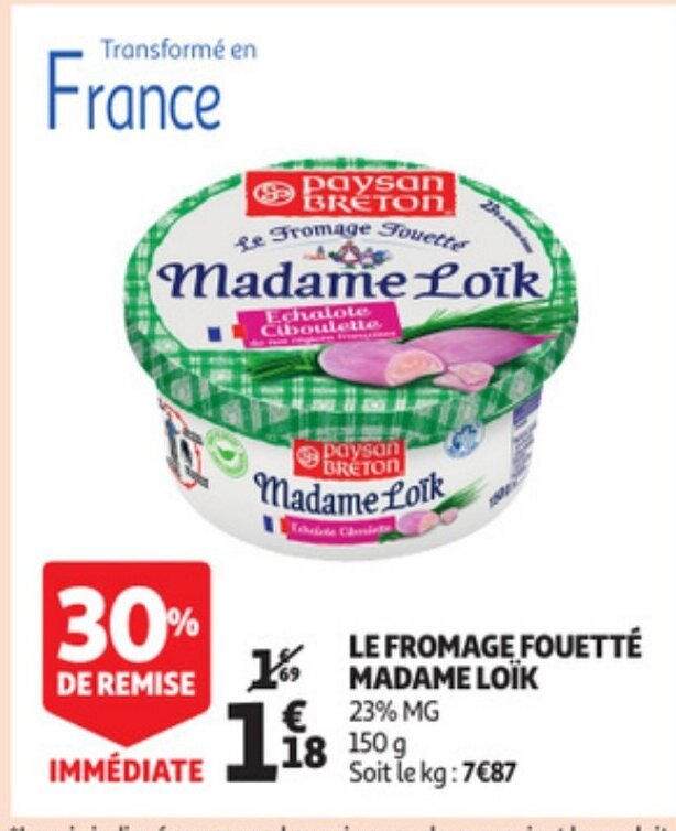 Promo Le Fromage Fouetté Madame Loïk chez Auchan