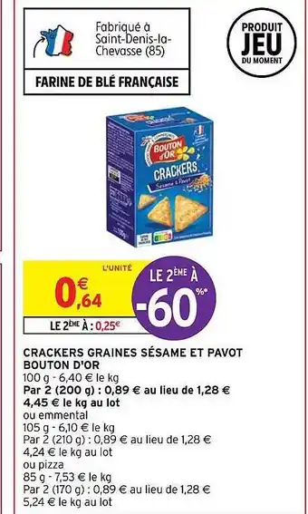 Crackers graines sésame et pavot bouton d'or