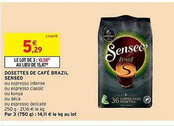 Intermarché Hyper Dosettes de café brazil senseo offre