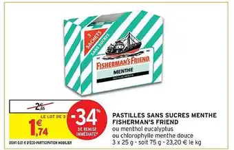 Pastilles sans sucres menthe fisherman's friend