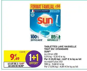 Intermarché Hyper Tablettes lave vaisselle tout en 1 standard sun offre