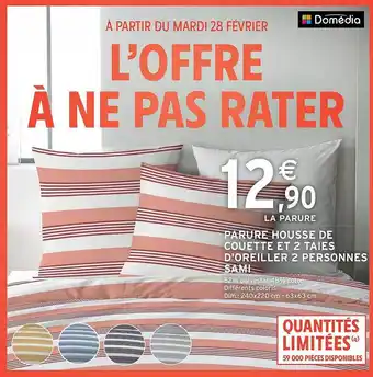 Intermarché Hyper Parure housse de couette et 2 taies d'oreiller 2 personnes sami domédia offre