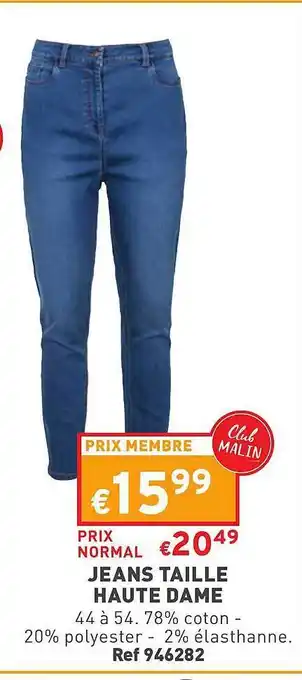 Trafic Jeans taille haute dame offre