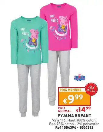 Trafic Pyjama enfant peppa pig offre