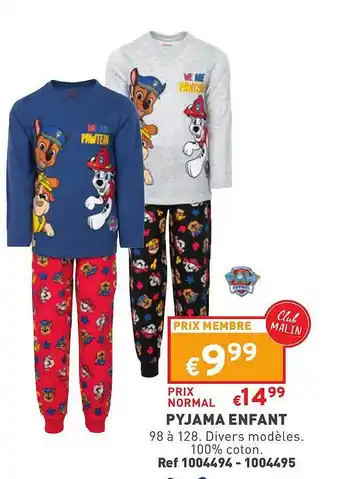 Trafic Pyjama enfant paw patrol offre