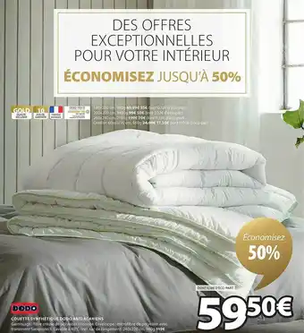 Couette synthétique dodo anti acariens