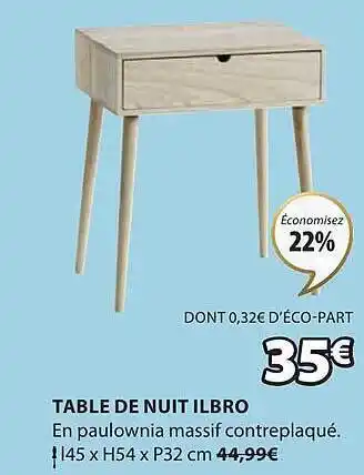 JYSK Table de nuit ilbro offre