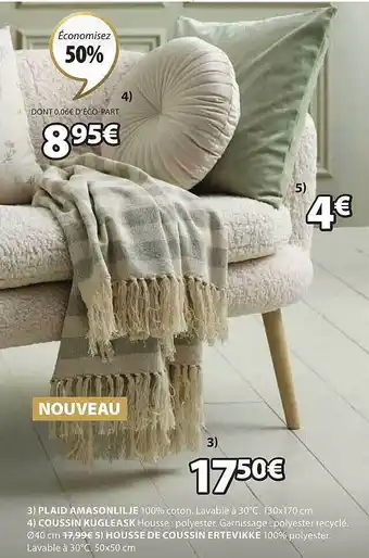 JYSK Plaid amasonlilje, coussin kugleask, housse de coussin ertevikke offre