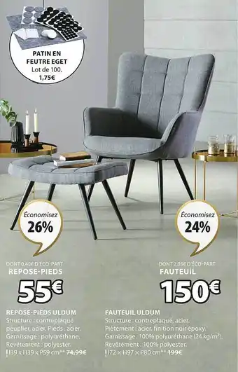 JYSK Repose-pieds uldum, fauteuil uldum offre