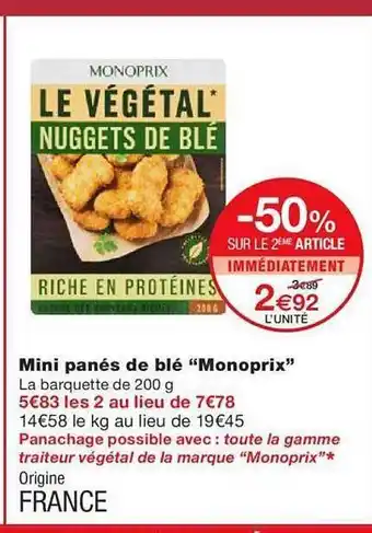 Monoprix Mini panés de blé offre