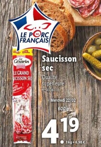 Lidl Saucisson sec offre