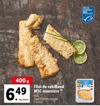 Lidl Filet de cabillaud MSC meunière offre