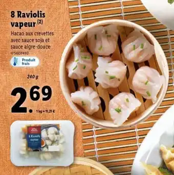 Lidl 8 raviolis vapeur offre