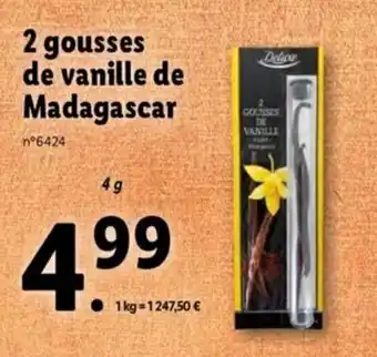 Lidl 2 gousses de vanille de madagascar offre