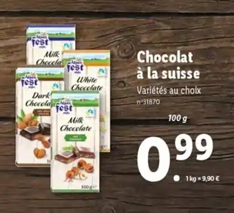Lidl Chocolat à la suisse offre