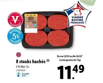 Lidl 8 steaks hachés offre