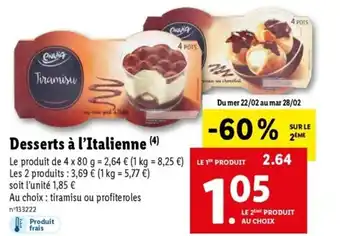 Lidl Desserts à l'italienne offre