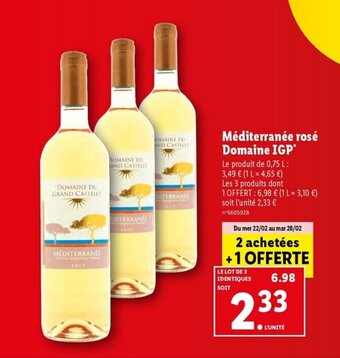 Lidl Méditerranée rosé domaine IGP offre