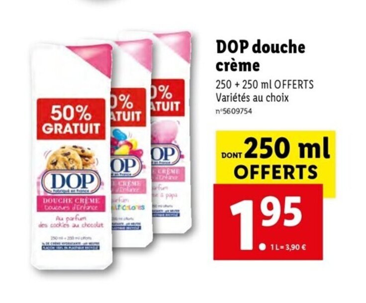 Promo DOP douche crème chez Lidl
