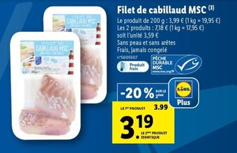 Lidl Filet de cabillaud MSC offre