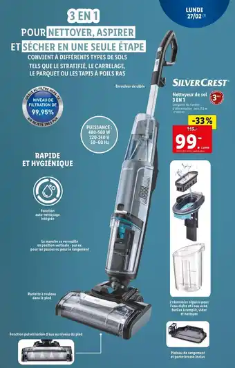 Lidl Nettoyeur de sol 3 EN 1 offre