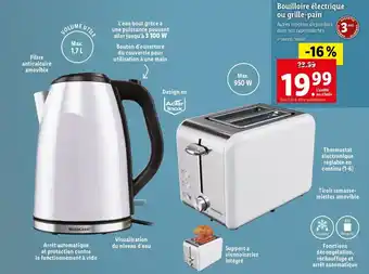 Lidl Bouilloire électrique ou grille-pain offre