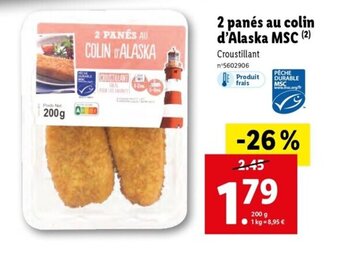Lidl 2 panés au colin d'alaska MSC offre