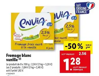 Lidl Fromage blanc vanille offre
