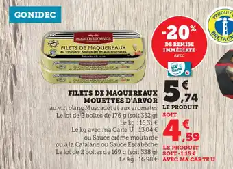 Super U Filets de maquereaux mouettes d'arvor offre