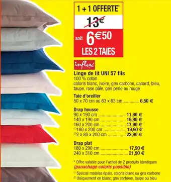 Cora x Carrefour Linge de Lit Uni 57 Fils offre