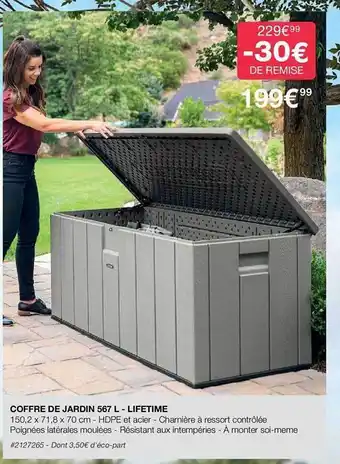 Costco Coffre de jardin 567 l - lifetime offre