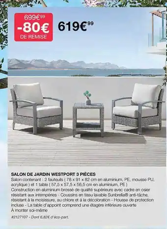 Costco Salon de jardin westport 3 pièces offre