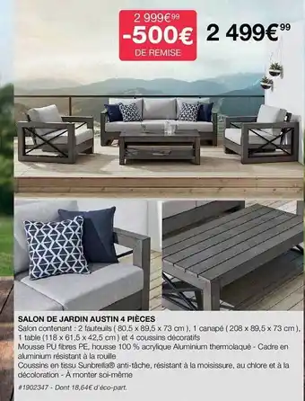 Costco Salon de jardin austin 4 pièces offre