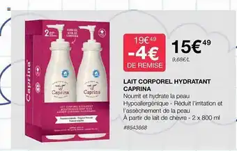 Costco Lait corporel hydratant caprina offre