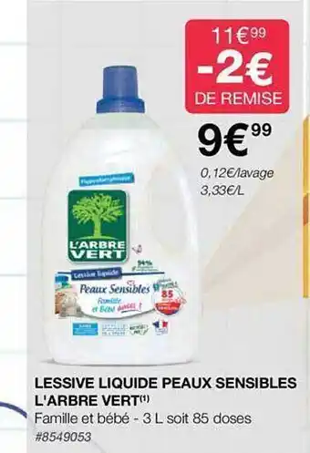 Costco Lessive liquide peaux sensibles l'arbre vert offre