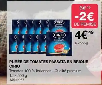 Purée de tomates passata en brique cirio