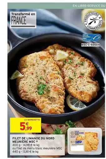 Intermarché Filet de limande du nord meunière msc offre