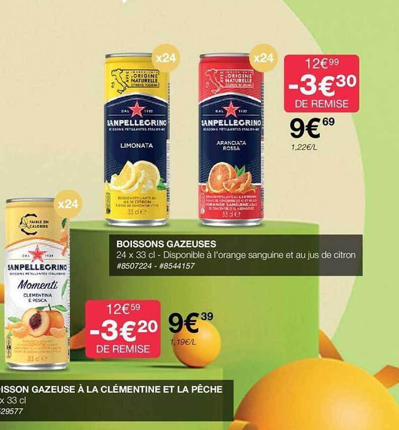 Promo Boisson gazeuse à la clémentine et la pêche sanpellegrino chez Costco