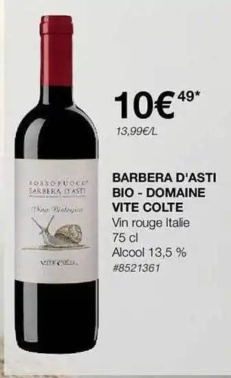 Costco Barbera d'asti bio - domaine vite colte offre