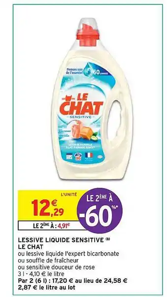 Intermarché Lessive liquide sensitive le chat offre