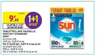Intermarché Tablettes lave vaisselle tout en 1 standard sun offre