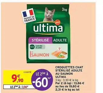 Intermarché Croquettes chat stérilisé adulte au saumon ultima offre