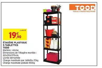 Intermarché Étagère plastique 5 tablettes tood offre