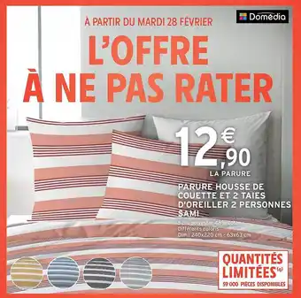Intermarché Parure housse de couette et 2 taies d'oreiller 2 personnes sami offre